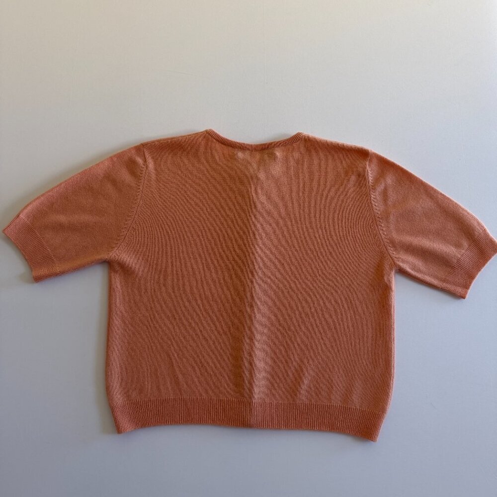 ADRIENNE VITTADINI 100% Cashmere Short Sleeve Peach Cardigan Sweater XL - Picture 11 of 11